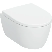 Geberit iCon Set de WC suspendu à fond creux , compact, forme fermée, TurboFlush, avec siège de WC: T=49cm, Mécanisme softclose=Oui, Charnières QuickRelease=Verrouillable, Fixation=Par le haut, Blanc 
