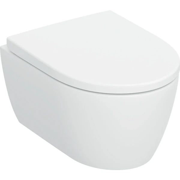 Geberit iCon Set de WC suspendu à fond creux , compact, forme fermée, TurboFlush, avec siège de WC: T=49cm, Mécanisme softclose=Oui, Charnières QuickRelease=Verrouillable, Fixation=Par le haut, Blanc 