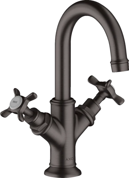 Axor Montreux 160 robinet eau froide duocommande - Brushed Black Chrome - avec poignées cruciformes - avec garniture de vidage