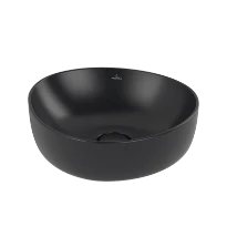 Villeroy & Boch Antao lavabo à poser 400 x 395 mm - Pure Black CeramicPlus - sans trou de robinet - sans trop-plein