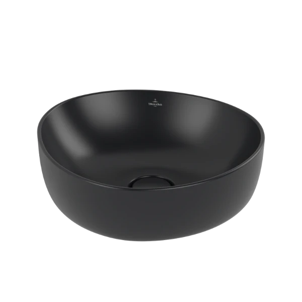 Villeroy & Boch Antao opbouwwastafel 400 x 395 mm - Pure Black CeramicPlus - zonder kraangat - zonder overloop