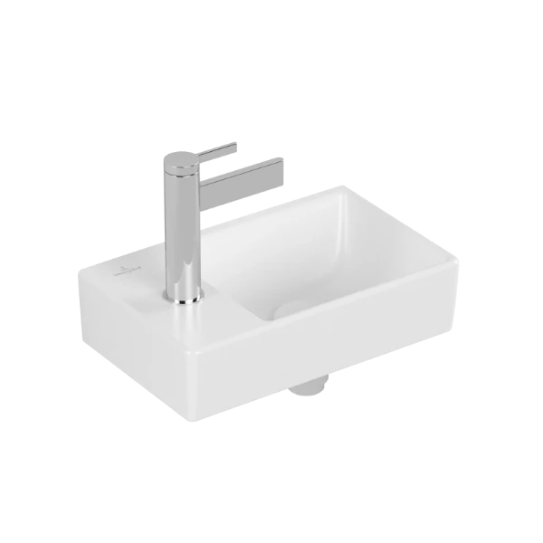 Villeroy & Boch Avento lave-mains 360 x 220 mm - Stone White CeramicPlus - avec trou de robinet gauche - sans trop-plein