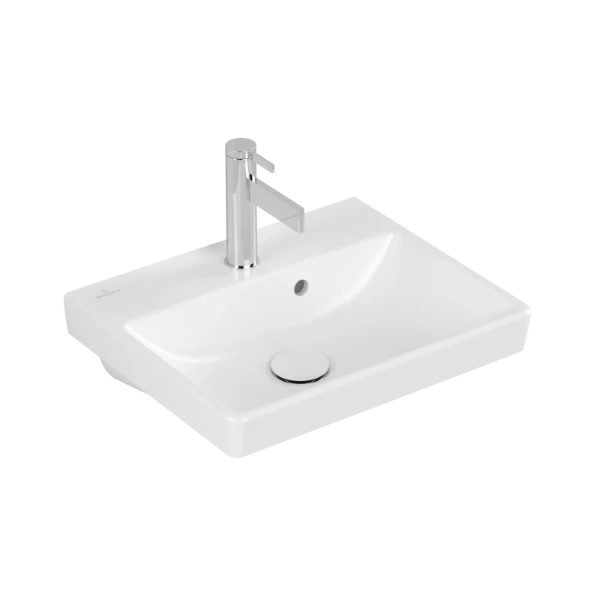 Villeroy & Boch Avento lave-mains 450 x 370 mm - Stone White CeramicPlus - avec trou de robinet - avec trop-plein