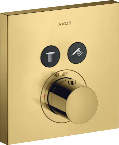 THERMOSTAT A ENCASTRER AXOR SHOWERSELECT 170 MM - 170 MM ! polished gold optic set finition Square pour 2 systemes