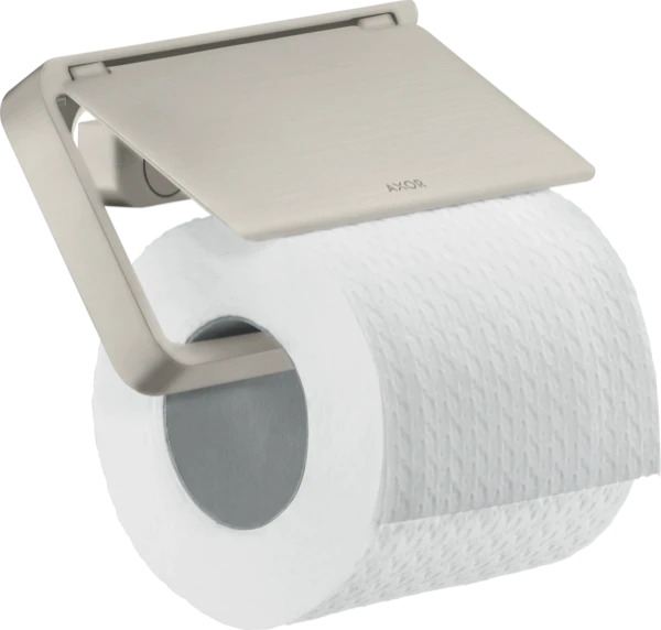 PORTE PAPIER WC AXOR UNIVERSAL 13,5 - 8 ! cm stainless steel optik avec couvercle