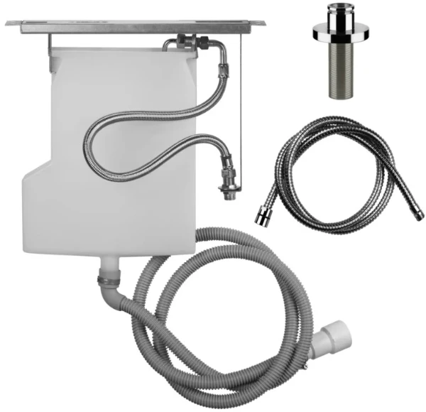 GESSI Technical Accessories Système de récupération eau pour flexible de douchette bain-douche, installation sur plan latéral à la bagnoire. Non compatible avec 01669, 01658, 01663 et 01664. chromé