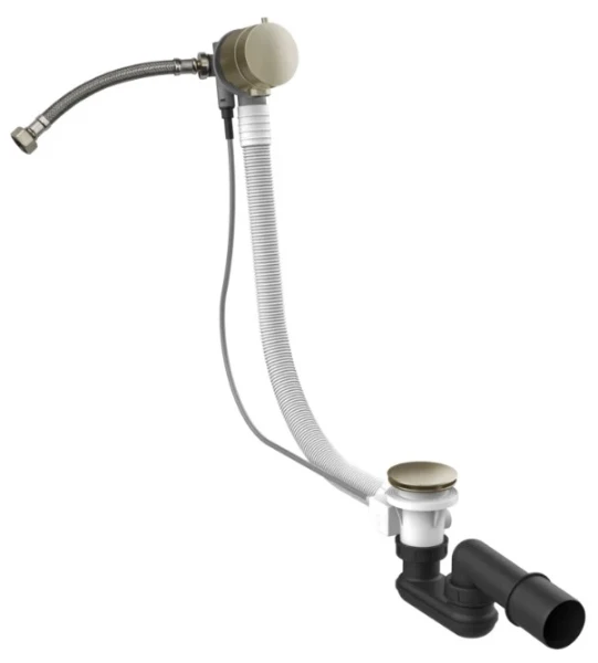 Gessi Technical Accessories Waste van polyethyleen Bad met afgifte bij overloop. Lengte kabel 70 cm Finox Brushed Nickel