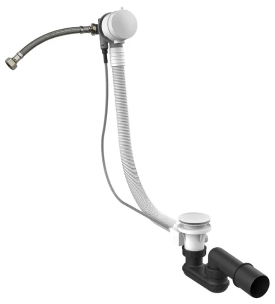 Gessi Technical Accessories Vidage en polyéthyléne pour baignoire avec clapet trop-plein. Longueur 70 m. Blanc CN