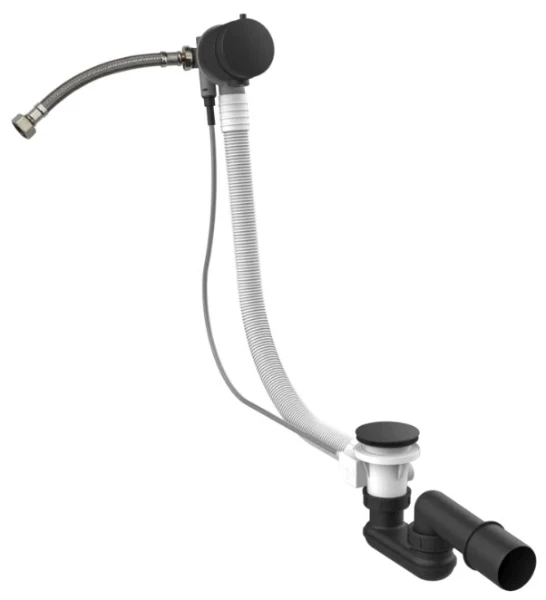 Gessi Technical Accessories Vidage en polyéthyléne pour baignoire avec clapet trop-plein. Longueur 70 m. Noir XL