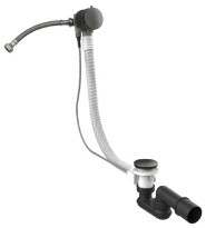 Gessi Technical Accessories Vidage en polyéthyléne pour baignoire avec clapet trop-plein. Longueur 70 m. Black Metal Brossé PVD