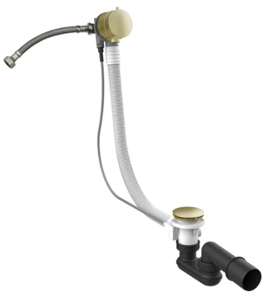 Gessi Technical Accessories Vidage en polyéthyléne pour baignoire avec clapet trop-plein. Longueur 70 m. laiton brossé PVD