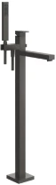 GESSI Rettangolo Partie apparente pour mitigeur bain-douche sur pied avec douchette et flexible. Black Metal Brossé PVD