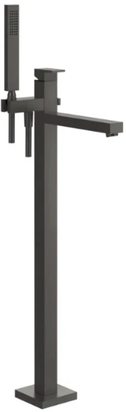 GESSI Rettangolo Partie apparente pour mitigeur bain-douche sur pied avec douchette et flexible. Black Metal Brossé PVD