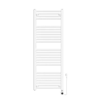 Procasa Calore Rondo elektrische handdoekradiator met ronde buizen 1200 x 450  mm - 500W - incl thermostaat - RAL 9016 verkeerswit