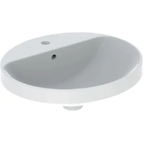 Geberit VariForm lavabo encastré ovale 500 x 450 mm - blanc - avec trou de robinet - avec trop-plein - face inférieure vitrée