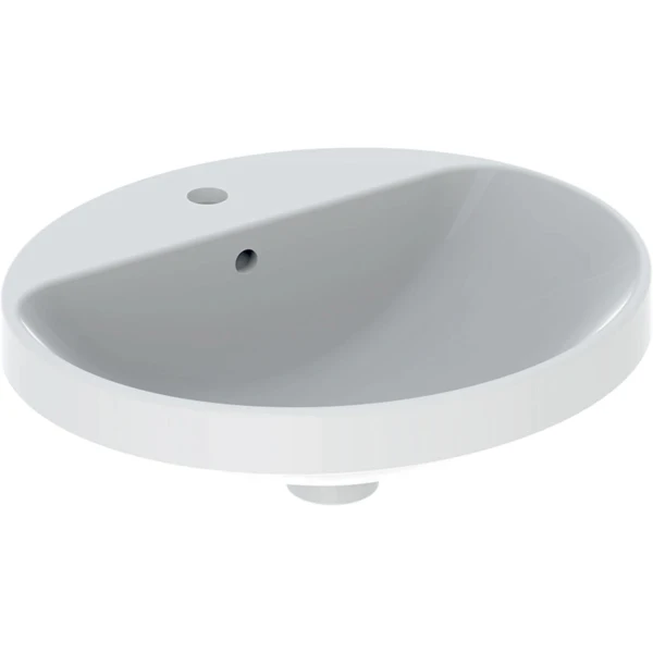 Geberit VariForm inbouwwastafel ovaal 500 x 450 mm - wit - met kraangat - met overloop - onderzijde geglazuurd