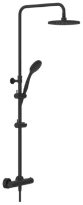 GESSI Shower Column Colonne de douche THERMOSTATIQUE avec pomme de douche Ø200, inverseur automatique, support orientable sur barre de douche, flexibles 1,50 m et douchette anticalcaire. Noir XL