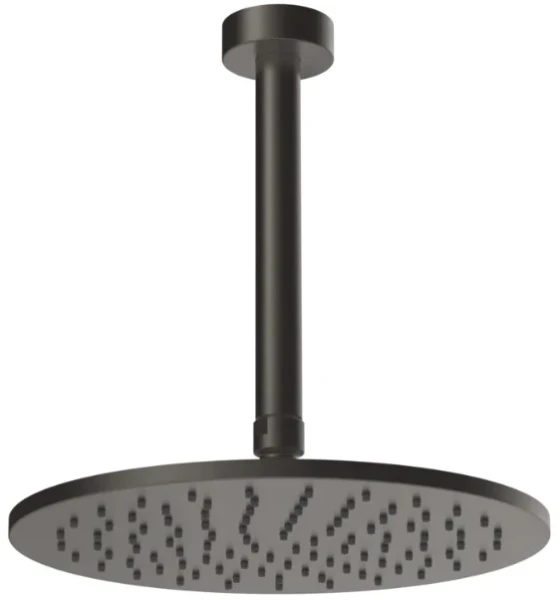 GESSI Ingranaggio Douchette au plafond avec bras orientable, longueur à la demande. Black Metal Brossé PVD