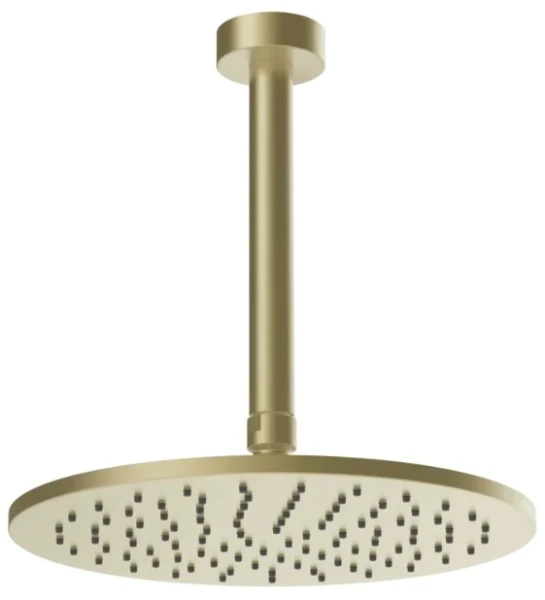 GESSI Ingranaggio Douchette au plafond avec bras orientable, longueur à la demande. Brushed Brass PVD