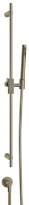 GESSI Ingranaggio Barre de douche complète avec douchette anticalcaire, flexibles 1,50 m et sortie murale coudée. Finox Brushed Nickel