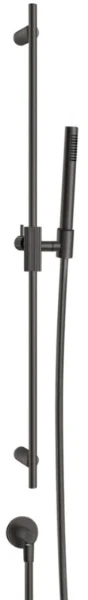 GESSI Ingranaggio Barre de douche complète avec douchette anticalcaire, flexibles 1,50 m et sortie murale coudée. Black Metal Brossé PVD