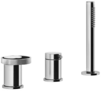 GESSI Anello Mitigeur bain-douche trois trous sur plan avec, inverseur, flexible 1,50m et douchette extractible anticalcaire. chromé