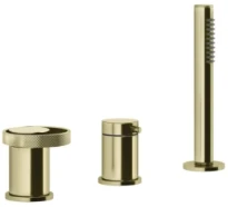 GESSI Anello Mitigeur bain-douche trois trous sur plan avec, inverseur, flexible 1,50m et douchette extractible anticalcaire. Brass PVD