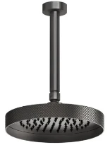 GESSI Anello Pomme de douche au plafond avec bras orientable, longueur à la DEMANDE. Black Metal Brossé PVD