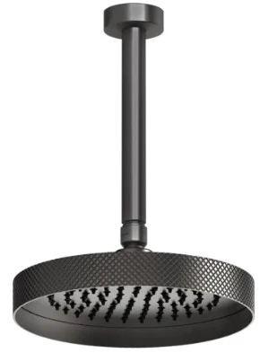 GESSI Anello Pomme de douche au plafond avec bras orientable, longueur à la DEMANDE. Black Metal Brossé PVD