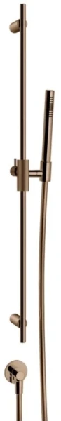 GESSI Anello Barre de douche complète avec douchette anticalcaire, flexibles 1,50 m et sortie murale coudée. Cuivre PVD