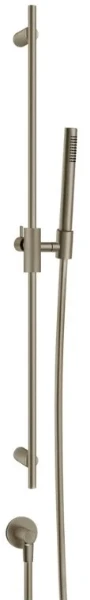 GESSI Anello Barre de douche complète avec douchette anticalcaire, flexibles 1,50 m et sortie murale coudée. Finox Brushed Nickel