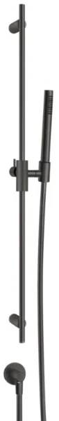 GESSI Anello Barre de douche complète avec douchette anticalcaire, flexibles 1,50 m et sortie murale coudée. Black Metal Brossé PVD