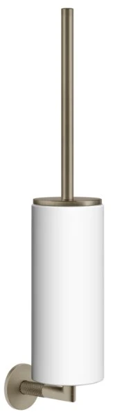 GESSI Anello Accessories Porte-balayette mural blanche. Finox Brushed Nickel