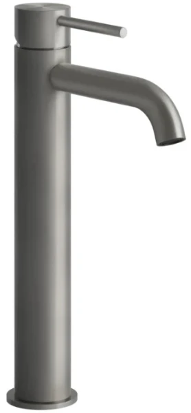 Gessi Flessa Mitigeur lavabo rehaussé, bec court. Sans vidage, avec flexibles de raccordement. Steel Brushed
