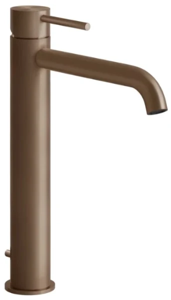 Gessi Flessa Mitigeur lavabo rehaussé, bec long. Avec vidage et flexibles de raccordement. Cuivre Brossé PVD