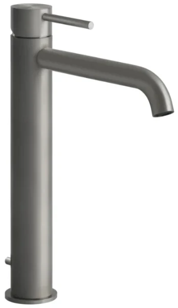 GESSI Flessa Mitigeur lavabo réhaussé, bec long. Avec vidage et flexibles de raccordement. Steel Brushed