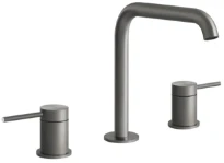 GESSI Flessa Mélangeur trois trous hauteur moyenne sans vidage avec flexibles de raccordement Steel Brushed