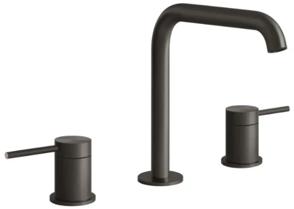 Gessi Flessa Mélangeur trois trous hauteur moyenne sans vidage avec flexibles de raccordement Black Metal Brossé PVD