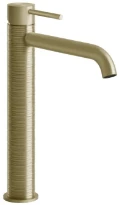 GESSI Trame Mitigeur lavabo réhaussé, bec long. Sans vidage, avec flexibles de raccordement. Brushed Brass PVD