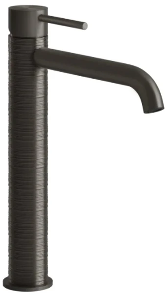 GESSI Trame Mitigeur lavabo réhaussé, bec long. Sans vidage, avec flexibles de raccordement. Black Metal Brossé PVD