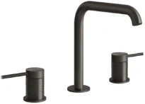 GESSI Trame Mélangeur lavabo trois trous sans vidage, avec flexibles de raccordement Black Metal Brossé PVD
