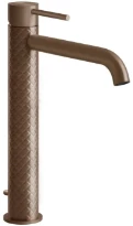 GESSI Intreccio Mitigeur lavabo réhaussé, bec long. Avec vidage et flexibles de raccordement. Cuivre Brossé PVD
