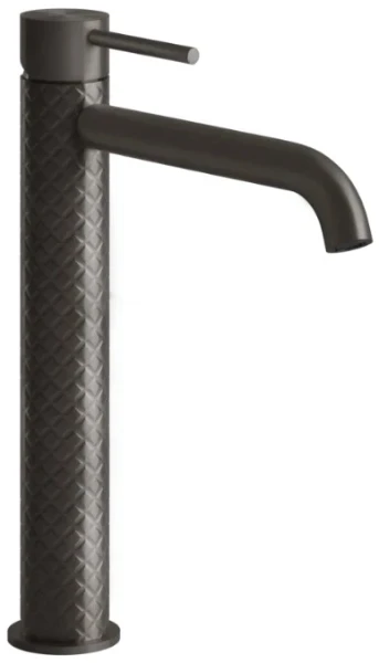 GESSI Intreccio Mitigeur lavabo réhaussé, bec long. Sans vidage, avec flexibles de raccordement. Black Metal Brossé PVD