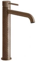 GESSI Intreccio Mitigeur lavabo réhaussé, bec long. Sans vidage, avec flexibles de raccordement. Cuivre Brossé PVD