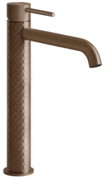 GESSI Intreccio Mitigeur lavabo réhaussé, bec long. Sans vidage, avec flexibles de raccordement. Cuivre Brossé PVD