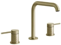 GESSI Intreccio Mélangeur lavabo trois trous sans vidage, avec flexibles de raccordement Brushed Brass PVD