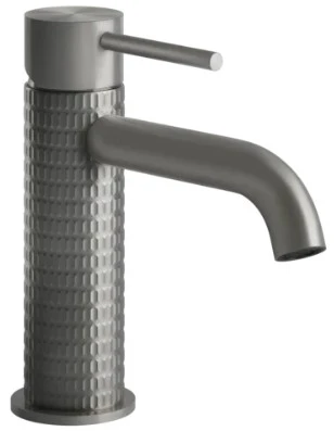 GESSI Meccanica Mitigeur lavabo, sans vidage, avec flexibles de raccordement. Steel Brushed