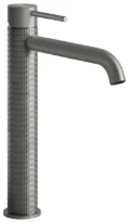 Gessi Meccanica Mitigeur lavabo rehaussé, bec long. Sans vidage, avec flexibles de raccordement. Steel Brushed