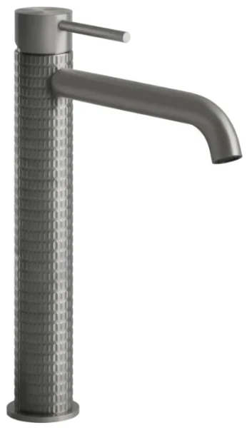 Gessi Meccanica Mitigeur lavabo rehaussé, bec long. Sans vidage, avec flexibles de raccordement. Steel Brushed