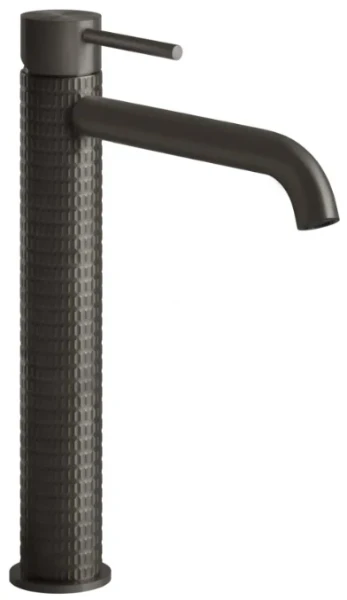 GESSI Meccanica Mitigeur lavabo réhaussé, bec long. Sans vidage, avec flexibles de raccordement. Black Metal Brossé PVD